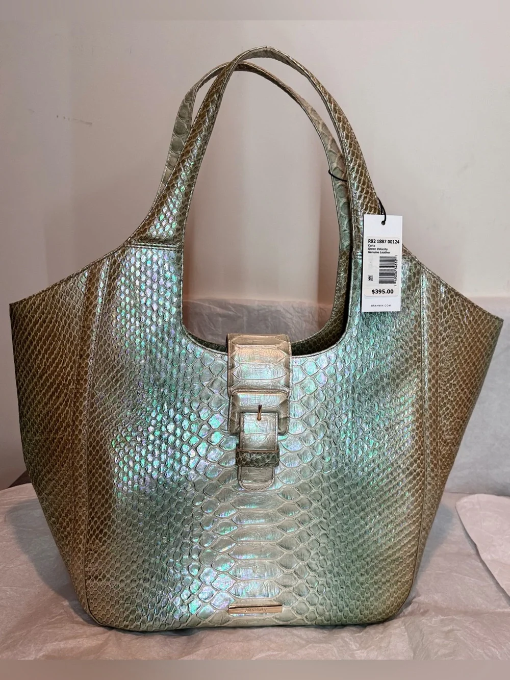 Brahmin NWT Large Carla Market Tote in Green Velocity — Rare!